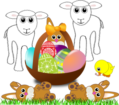 Sheep Easter Bunny Rabbit Egg - Easter Journal 7x10 Notebook With Lined Pages: Fun (385x340), Png Download