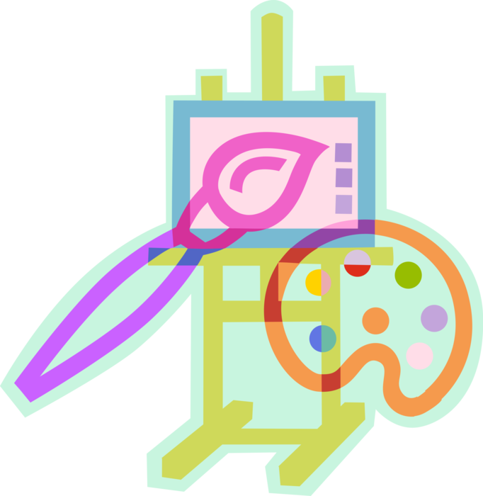 Vector Illustration Of Visual Arts Artist's Easel With - Education (682x700), Png Download
