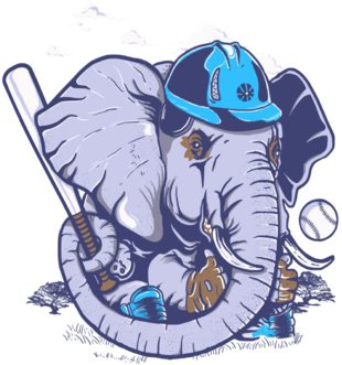 Animal Baseball Elephant Custom Ideas - Elephant Baseball Flag T-shirt (313x470), Png Download