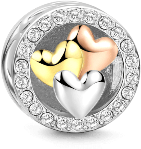 Colorful Hearts 14k Gold Plated Rose Gold (750x750), Png Download