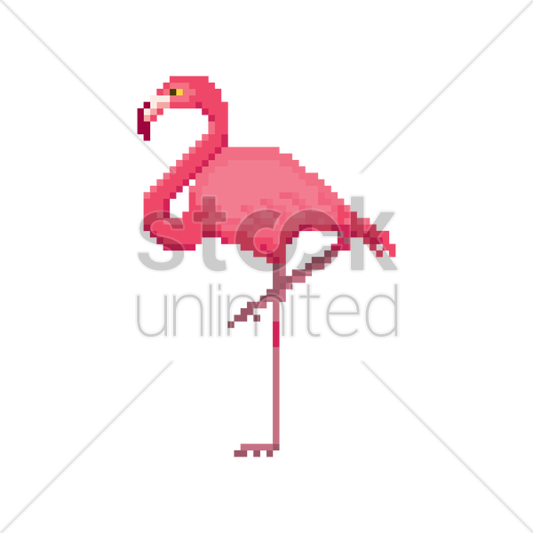 Pixelated Flamingo Clipart Flamingo Pixel Art Clip - Flamingo Pixel Art (600x600), Png Download