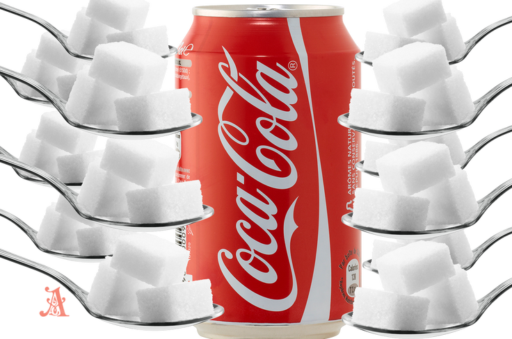 Sugar In Coke - Much Sugar In A Can Of Coke (736x488), Png Download