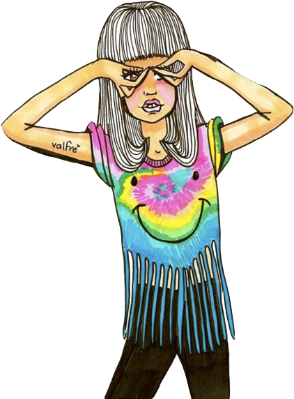 Vintage Girl Drawing Png At Getdrawings - Valfre Hippie (500x579), Png Download