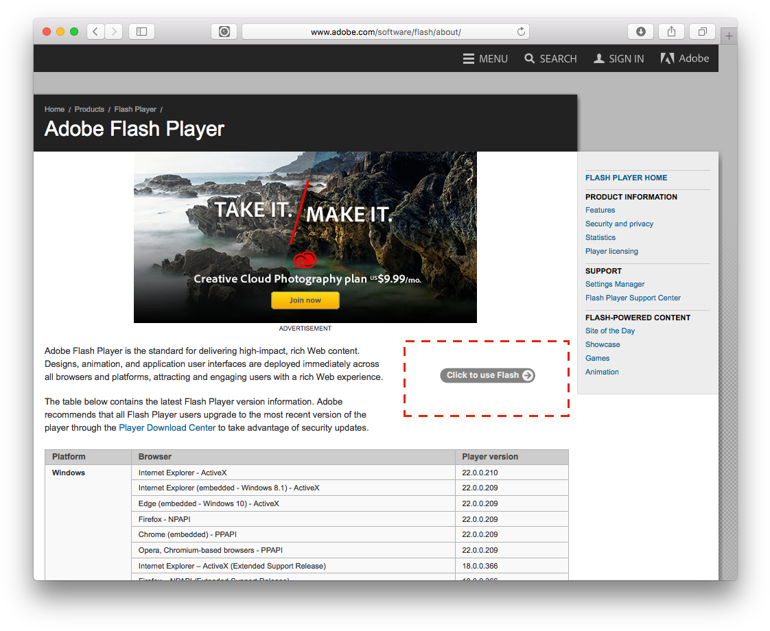Click To Use Flash On Safari - Adobe Flash Player (1137x931), Png Download