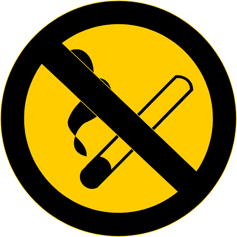 Clipart No Smoking Symbol - No Smoking Yellow Sign (958x958), Png Download