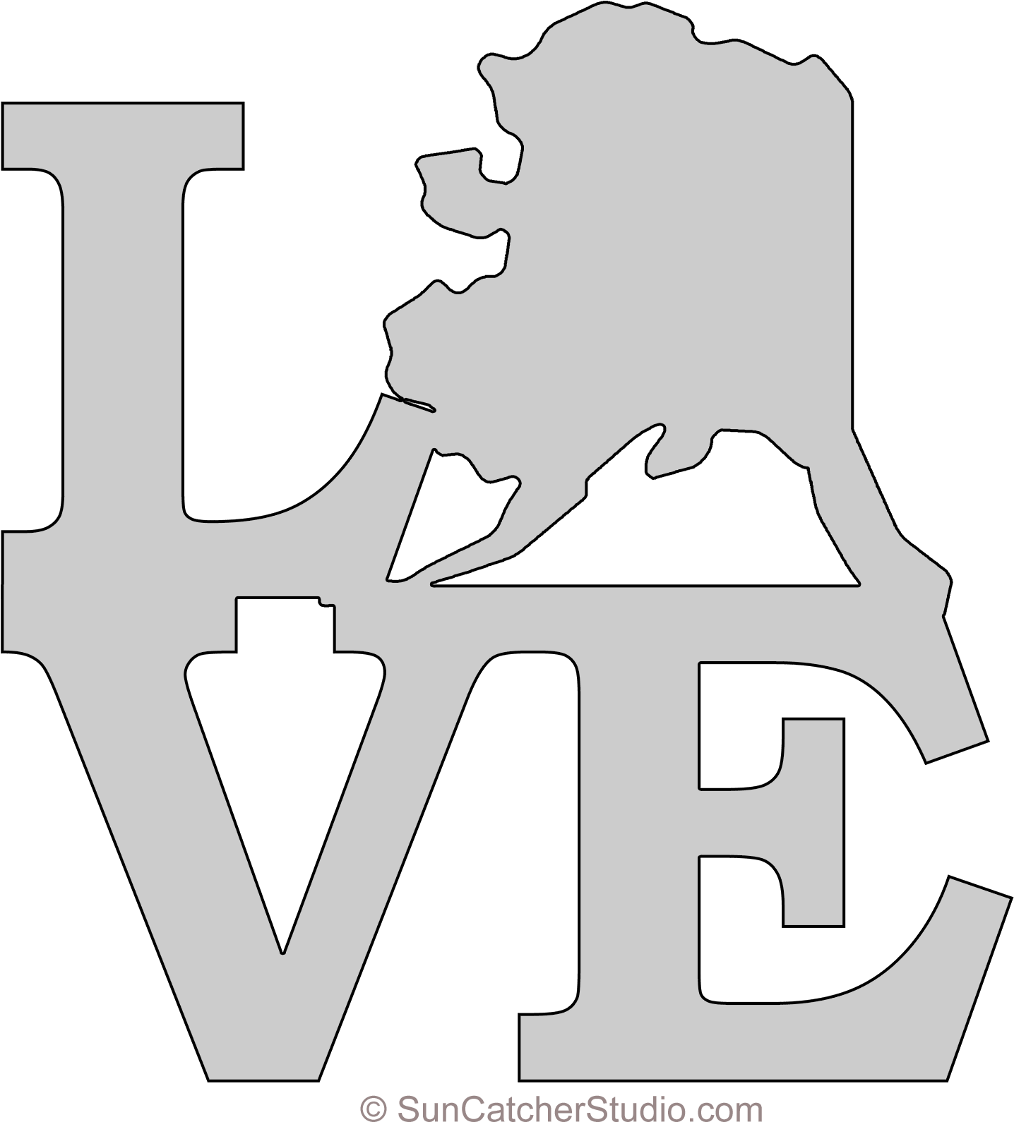Alaska Love Map Outline Scroll Saw Pattern Shape State - White Shirts Firefighter Autism (1500x1639), Png Download