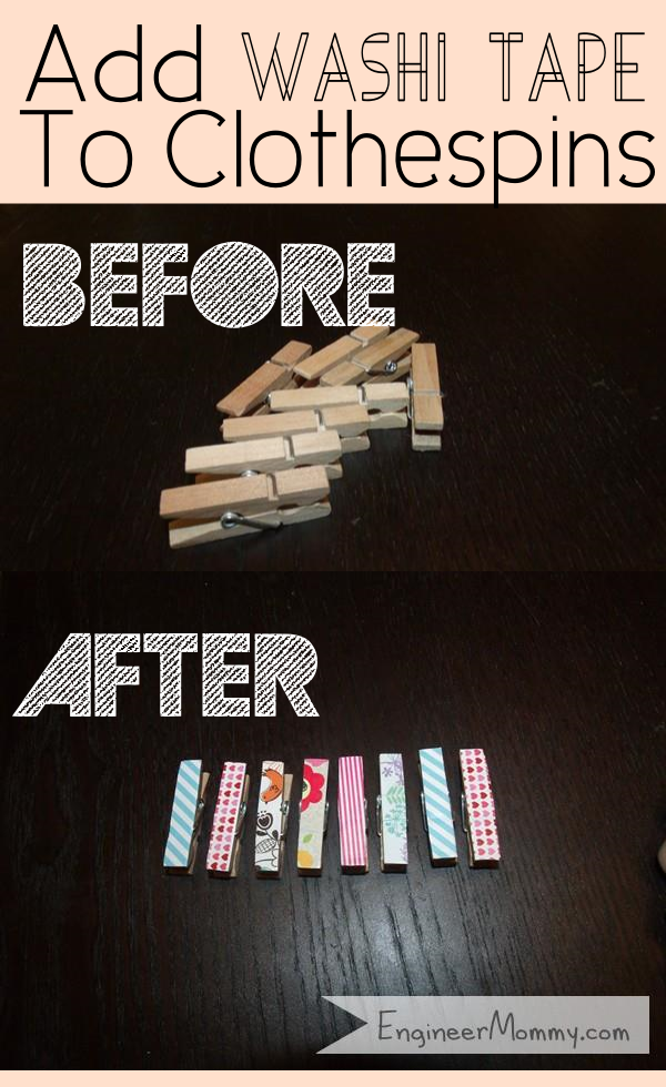 Add Washi Tape To Clothespins - Clothespin (600x980), Png Download