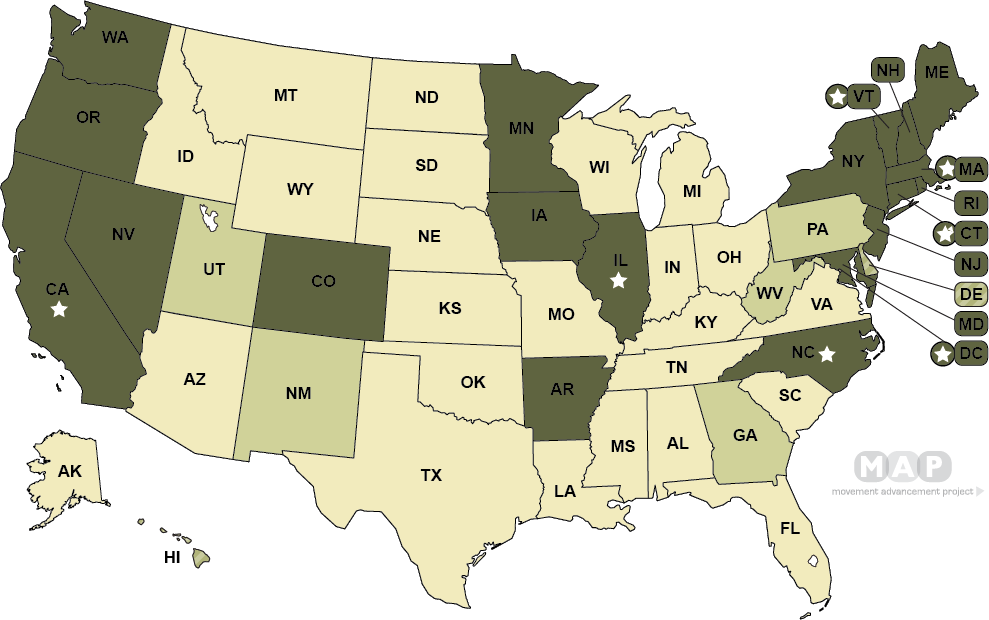 United States Map - Conversion Therapy Map Usa (989x620), Png Download