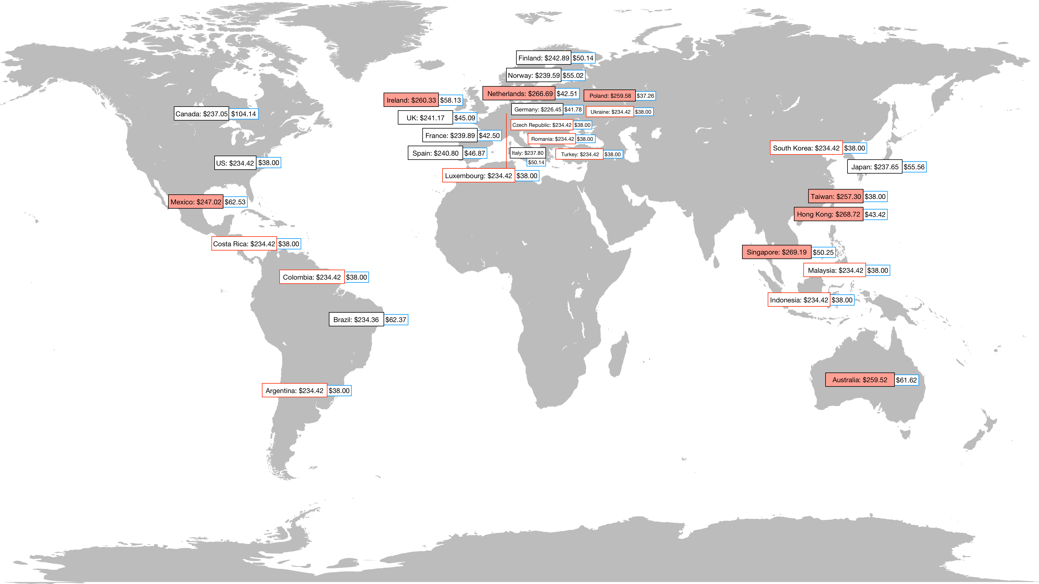 Who's Paying More To Tour These United States Price - World Map Grey Blank (3682x2048), Png Download