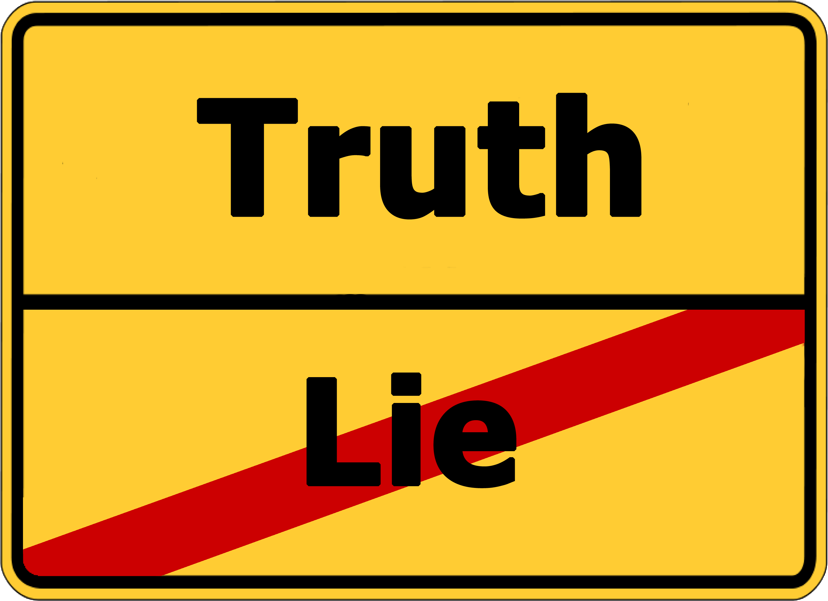 Yellow Street Sign "truth" And Crossed Out "lie" - Truth Or Lie (3200x2400), Png Download
