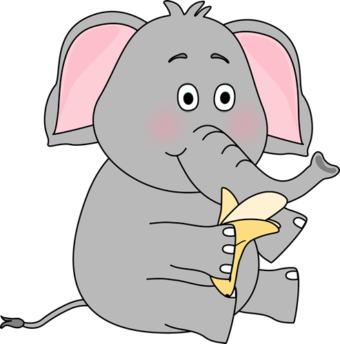 Cute Elephant Clip Art - Animal Eating Clip Art (493x500), Png Download