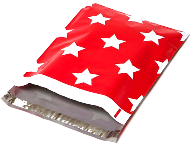Designer Mailers Red Stars Poly Mailers - Upaknship 100 10x13 Red Stars Designer Poly Mailers (650x490), Png Download
