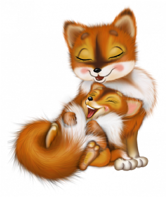 Fox Clipart Mother And Baby - Mother Fox And Baby Fox Clipart (400x400), Png Download