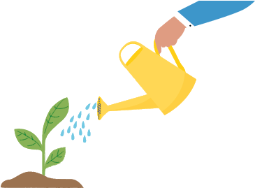 Hand Holding Watering Can, Pouring Water On Small Plants - 물 뿌리개 Png (572x268), Png Download