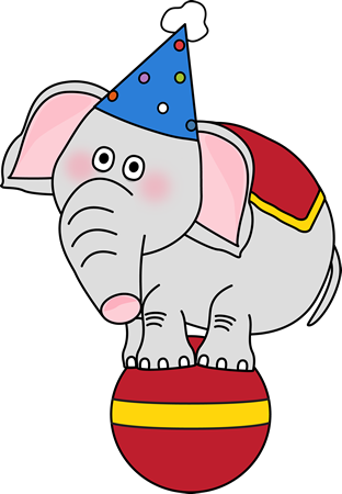 Circus Elephant Cliparts - Elephant On A Ball Clip Art (312x450), Png Download