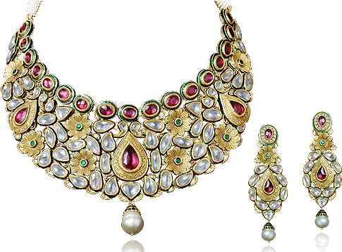 Jewel Set Png Photos - Kundan Gold Jewellery Png (497x362), Png Download