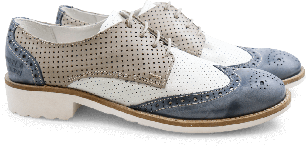 Derby Shoes Ella 10 Powder Navy Perfo White Perfo Grey - Slip-on Shoe (1024x1024), Png Download
