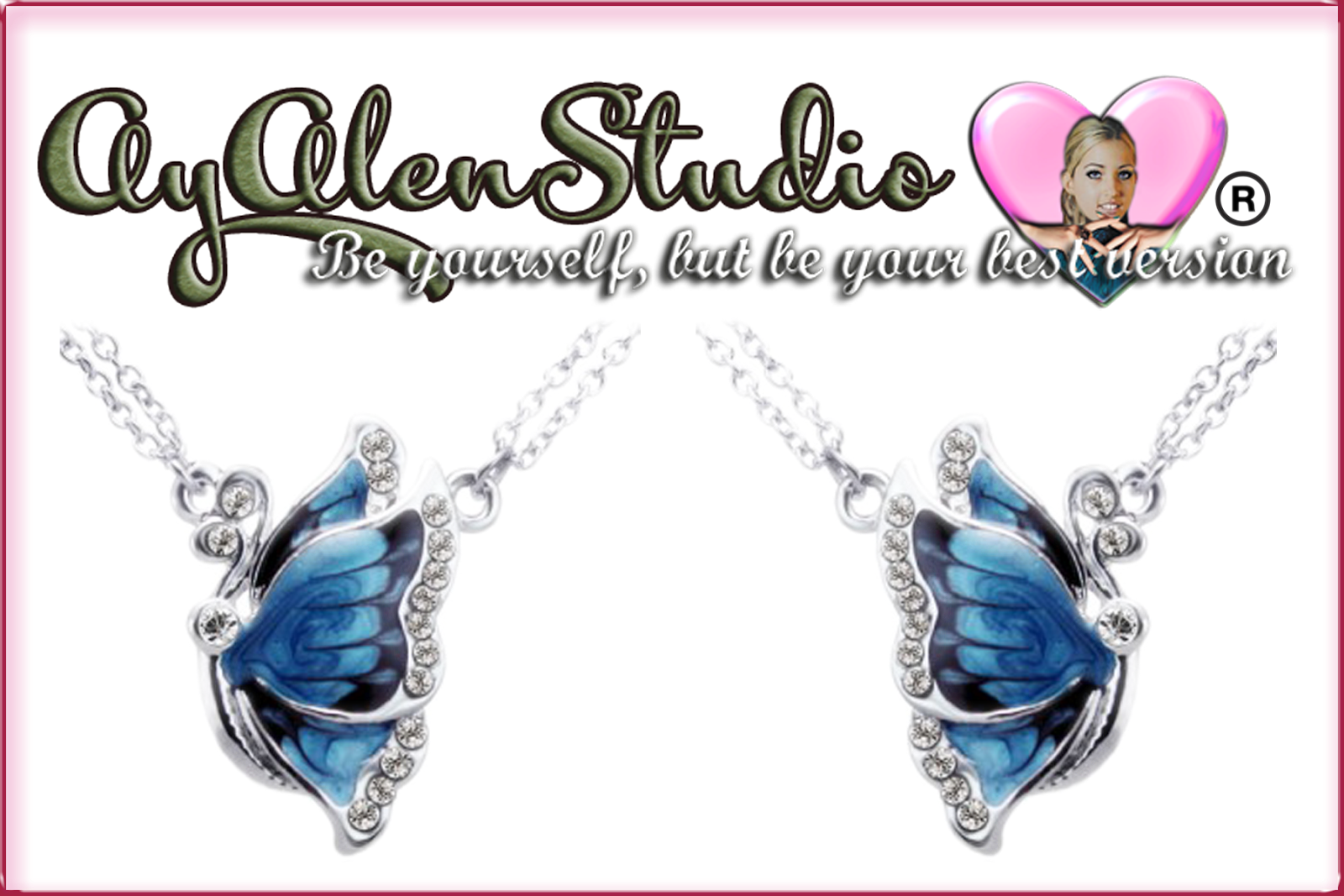 Jewelry Png - Topstaronline Faux Diamond Studded Blue Butterfly Pendant (1600x1067), Png Download