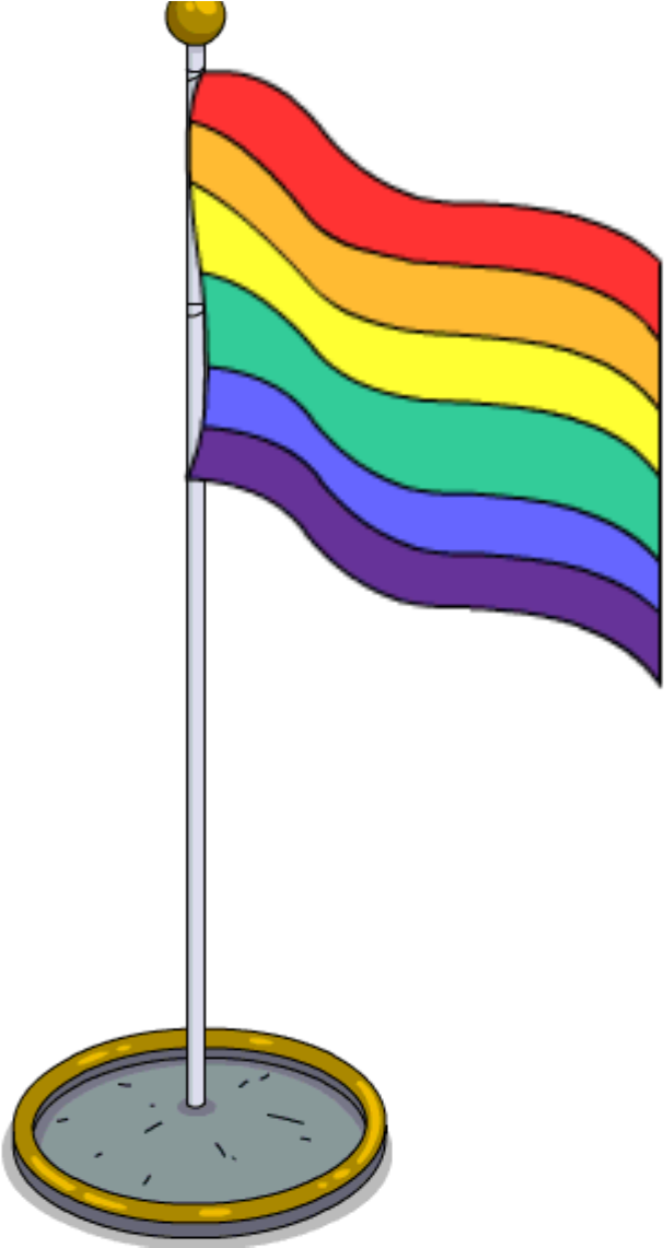 Rainbow Flag Pole - Pride Flag Cartoon Png (614x1140), Png Download