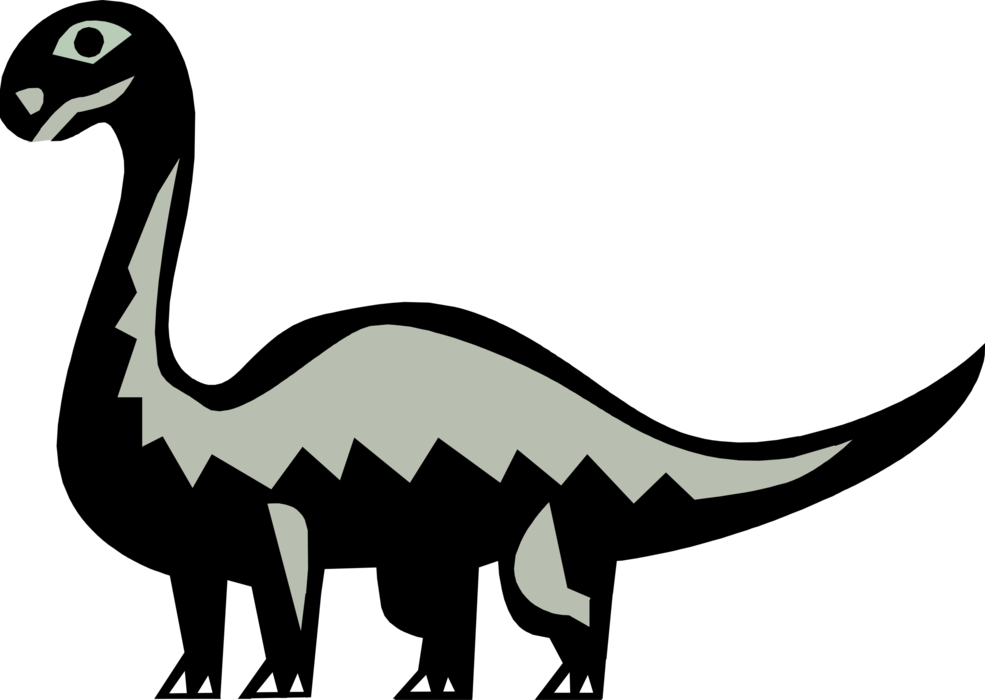 Vector Illustration Of Prehistoric Brontosaurus Dinosaur - Dinosaur (985x700), Png Download