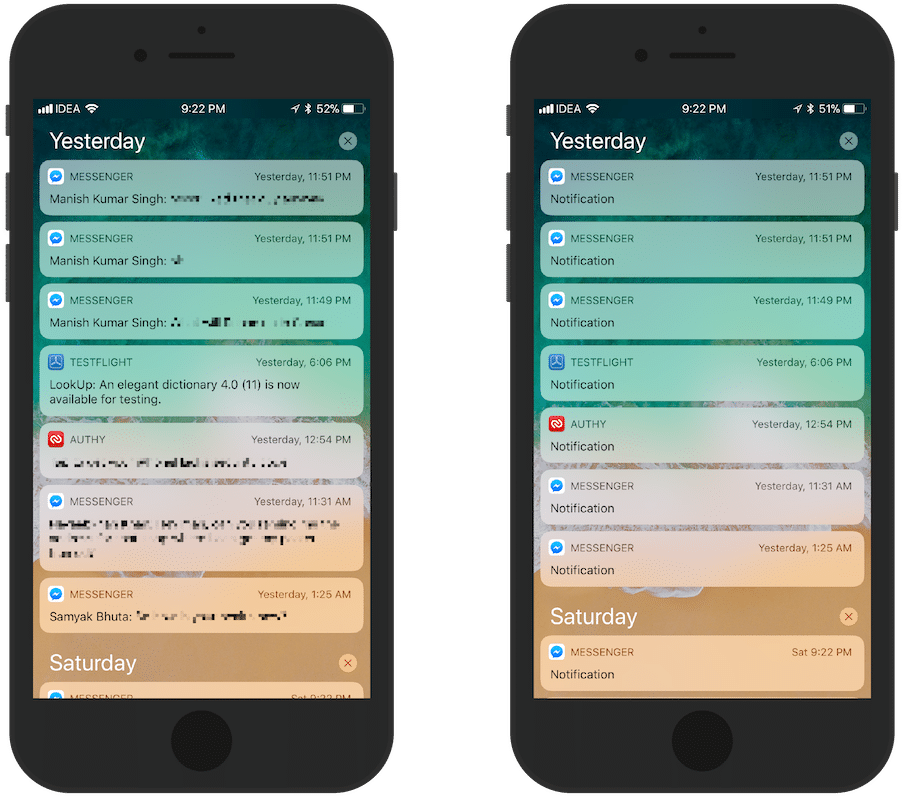 Ios 11 Notification Preview Example - Ios 11 Notification Center (1000x899), Png Download