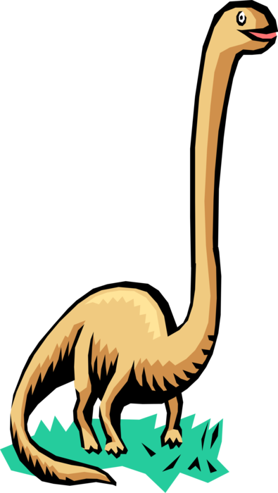 Vector Illustration Of Prehistoric Brontosaurus Dinosaur - Brontosaurus (395x700), Png Download