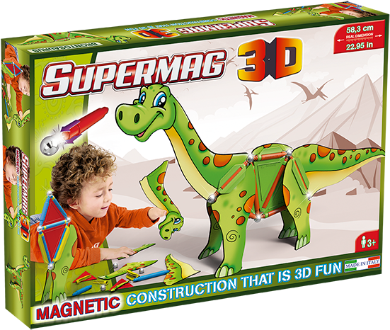 Supermag 3d Brontosaurus - Active Play Plastwood Supermaxi Glow In The Dark Magnetic (600x600), Png Download