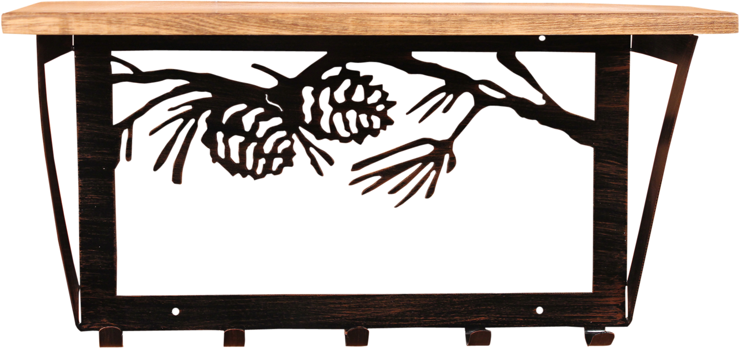Pine Branch Scene Coat Rack W/ Shelf - Loon Peak Henrietta Pine Branch Scene Wall Mounted (1600x914), Png Download