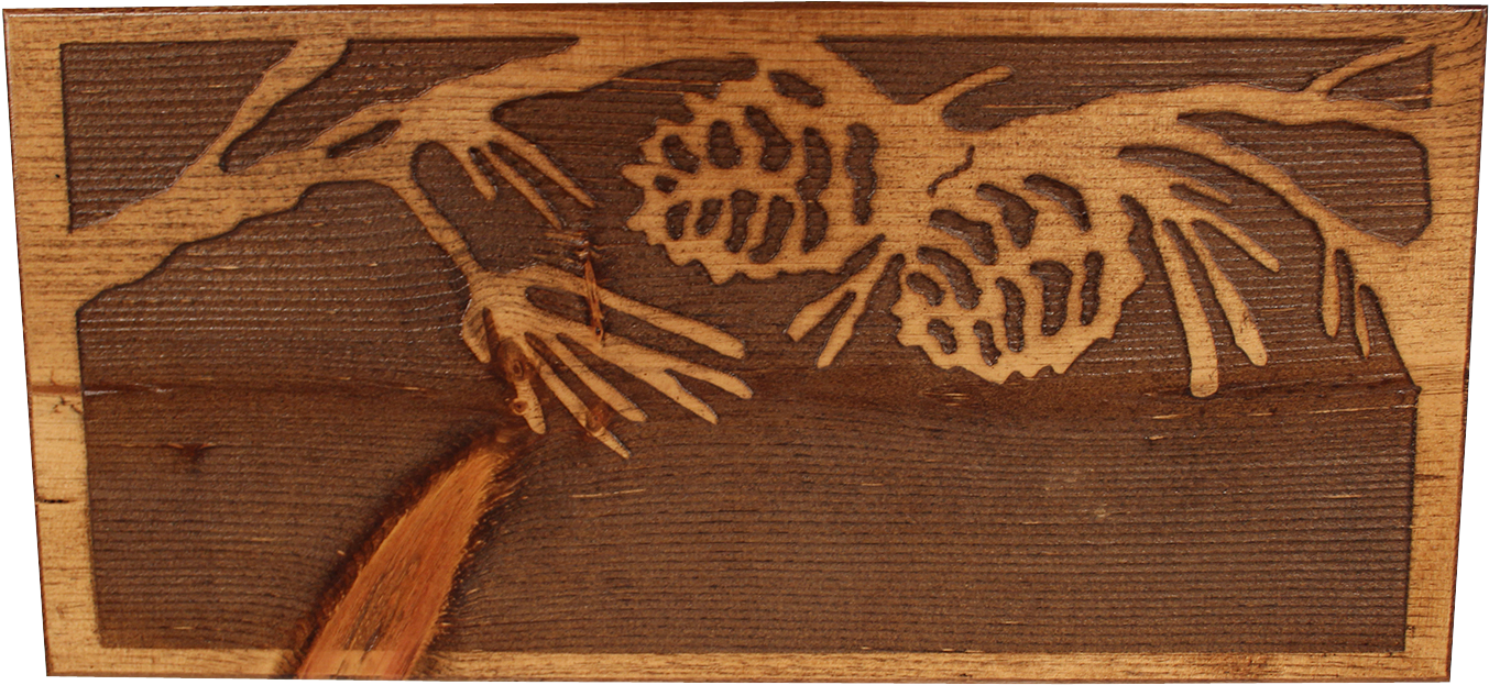 24" Pine Branch Scene Bench (1500x900), Png Download