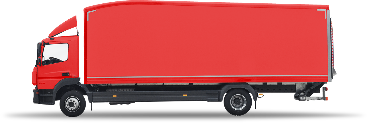 18t Box Van Rigid Side View 1300px - Red Box Truck Png (1300x500), Png Download