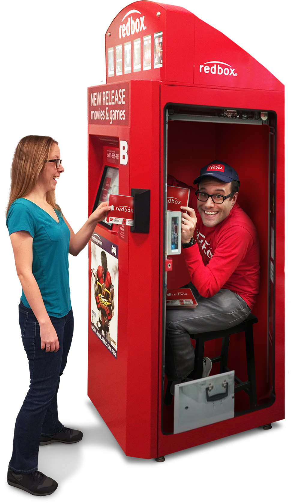 They Say You Can Use It In The App, But I Used My Code - People Inside Redbox (976x1673), Png Download