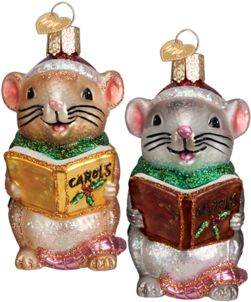 Caroling Mouse Glass Old World Christmas Ornament - Mouse Ornaments (480x480), Png Download