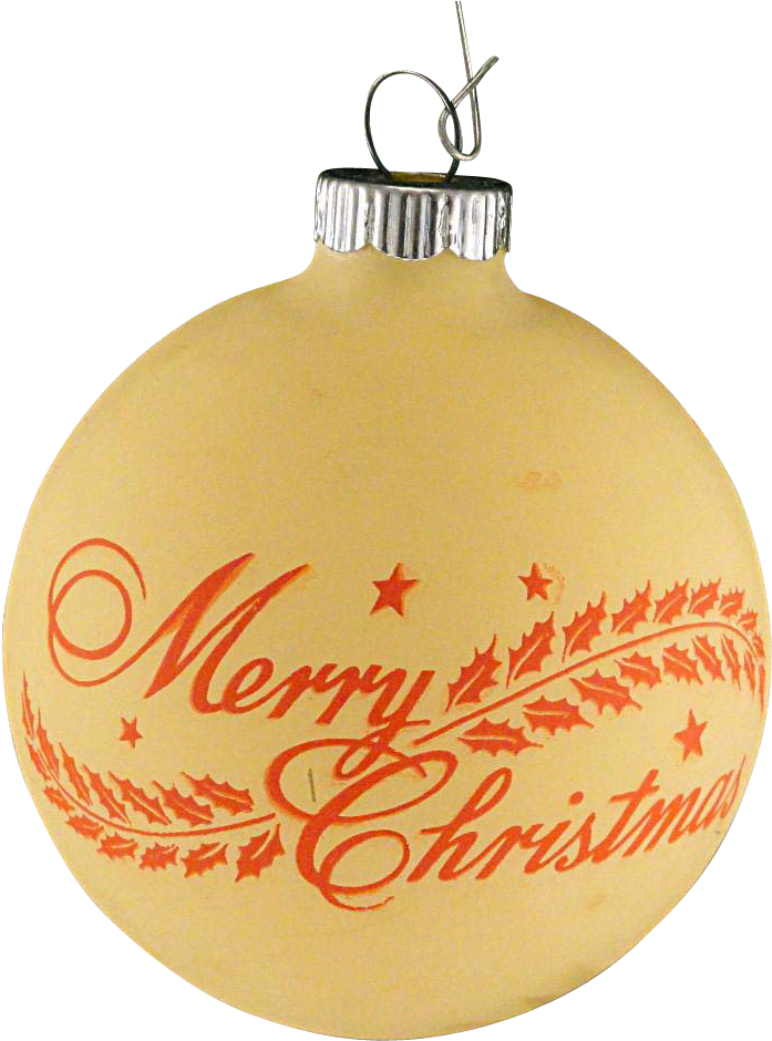 Rare Shiny Brite Opaque Yellow Unsilvered Merry Christmas - Christmas Ornament (939x939), Png Download