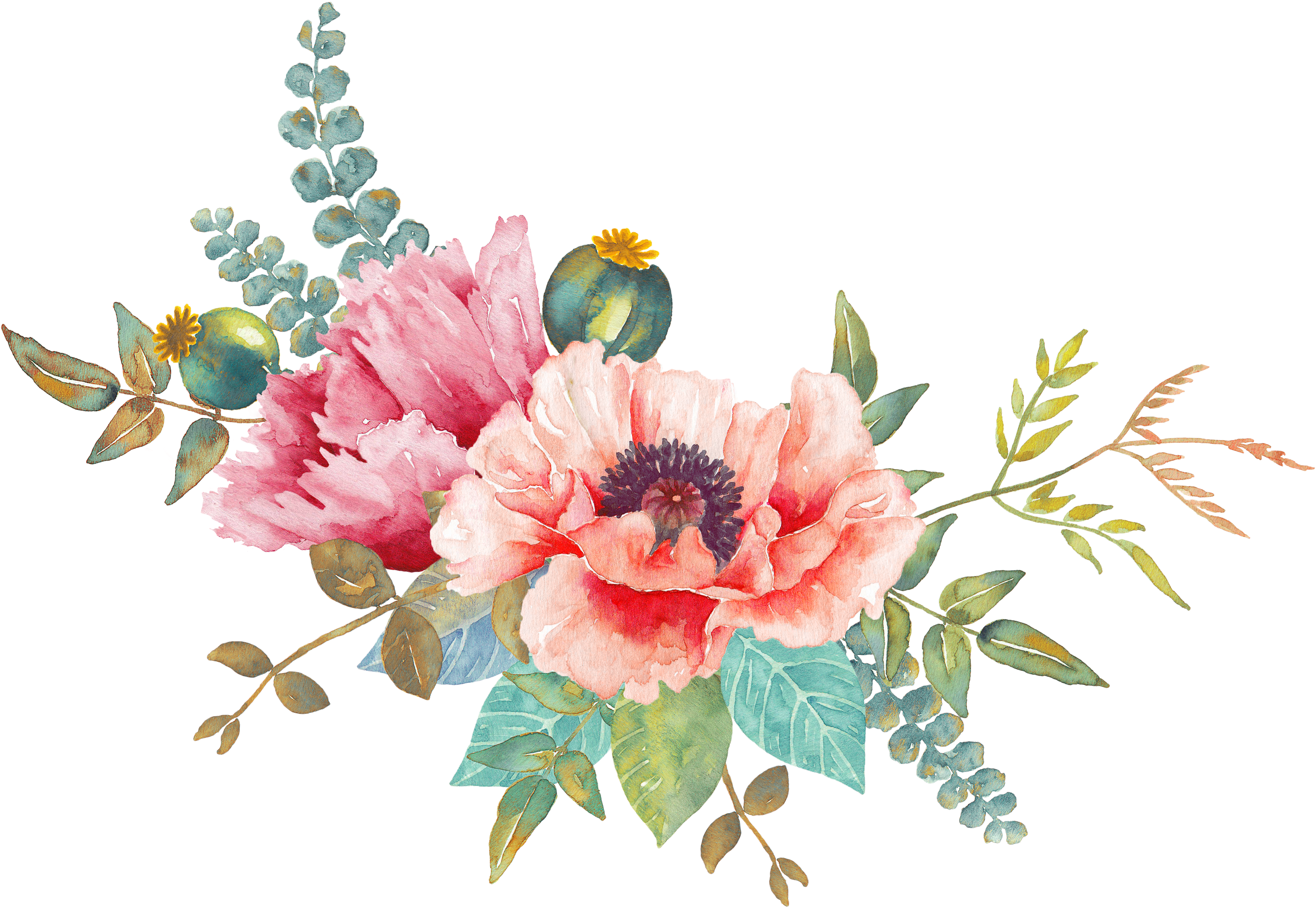 Patterns, Wedding - Watercolor Painting (2915x2134), Png Download