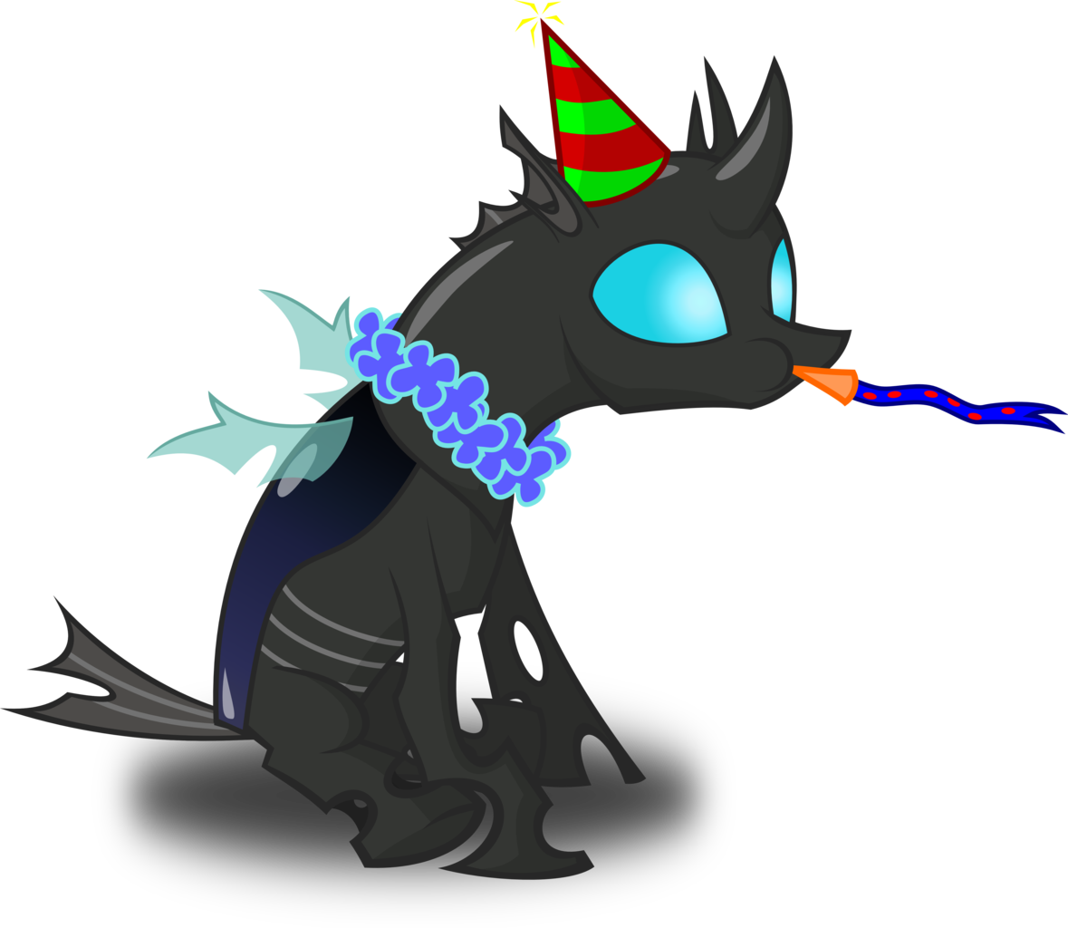 Zimvader42, Changeling, Hat, Lei, New Years Eve, Noisemaker, - Happy Birthday Mlp Changeling (1179x1024), Png Download