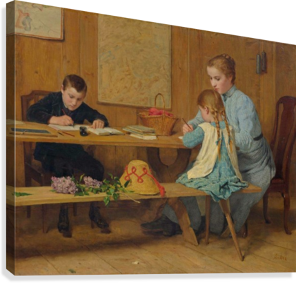 Doing Homework Canvas Print - Albert Anker (429x410), Png Download