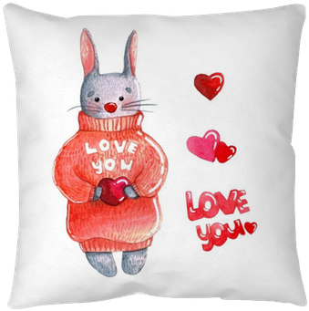 Watercolor Bunny In Sweater With Pink Heart Isolated - Heart (400x400), Png Download