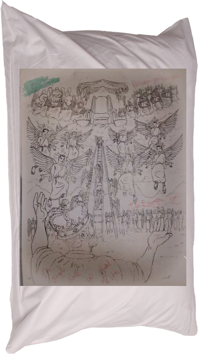 Pillow Embroidered With Lithograph Of Heaven - Film (407x728), Png Download