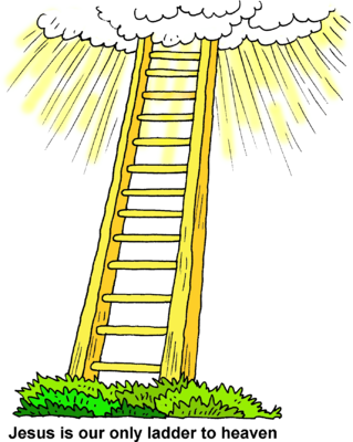 Vector Black And White Clipart Heaven - Ladder Jesus (319x400), Png Download