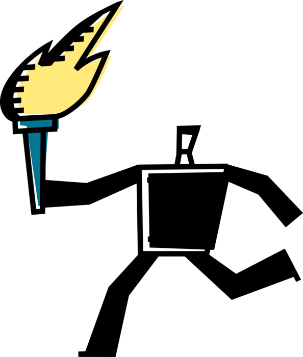 Vector Illustration Of Runner Carries Olympic Torch - Vector Graphics (594x700), Png Download