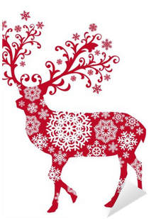 Christmas Deer With Ornaments And Snowflakes, Vector - Merry Christmas Polyester Cotton Linen Pillow Case (400x400), Png Download
