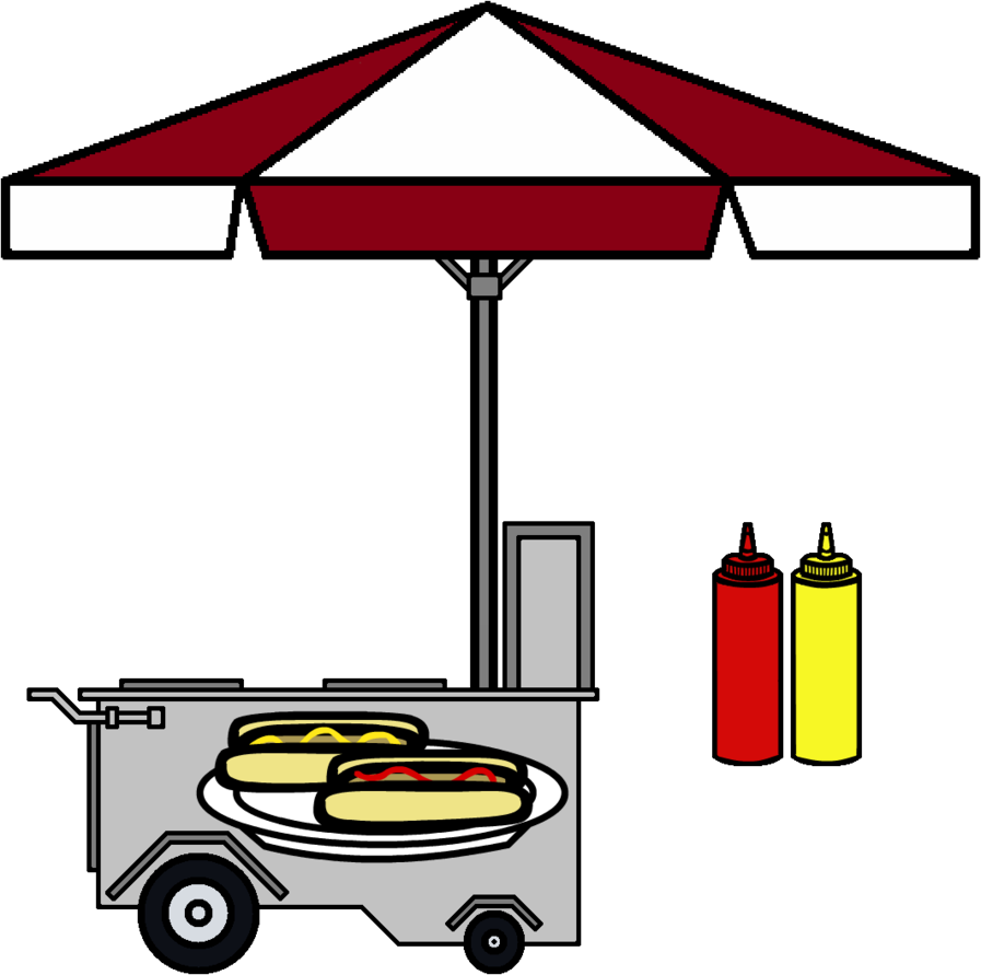 Clipart Free Stock Hot Dog Stand Clipart - Hot Dog Stand Art (897x891), Png Download