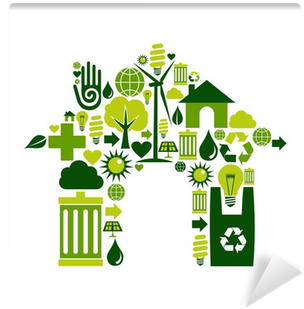 House Symbol With Environmental Icons Wall Mural • - Meio Ambiente Casa Png (400x400), Png Download