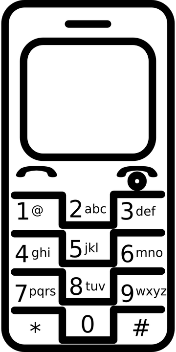 Phone Cell Simple - Cellphone Black And White (360x720), Png Download