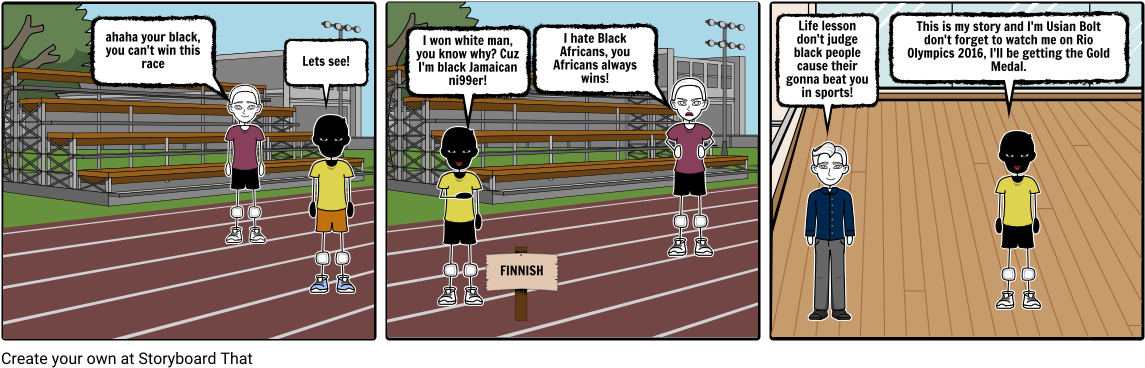 Usain Bolt's Story - Cartoon (1164x385), Png Download