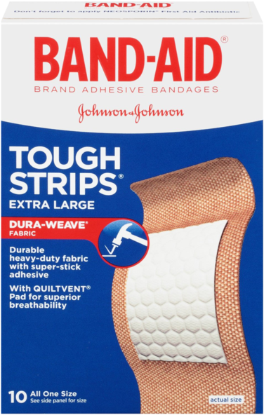 Band-aid Brand Adhesive Bandages Extra Large Tough - Band Aid Tough Strips (600x600), Png Download