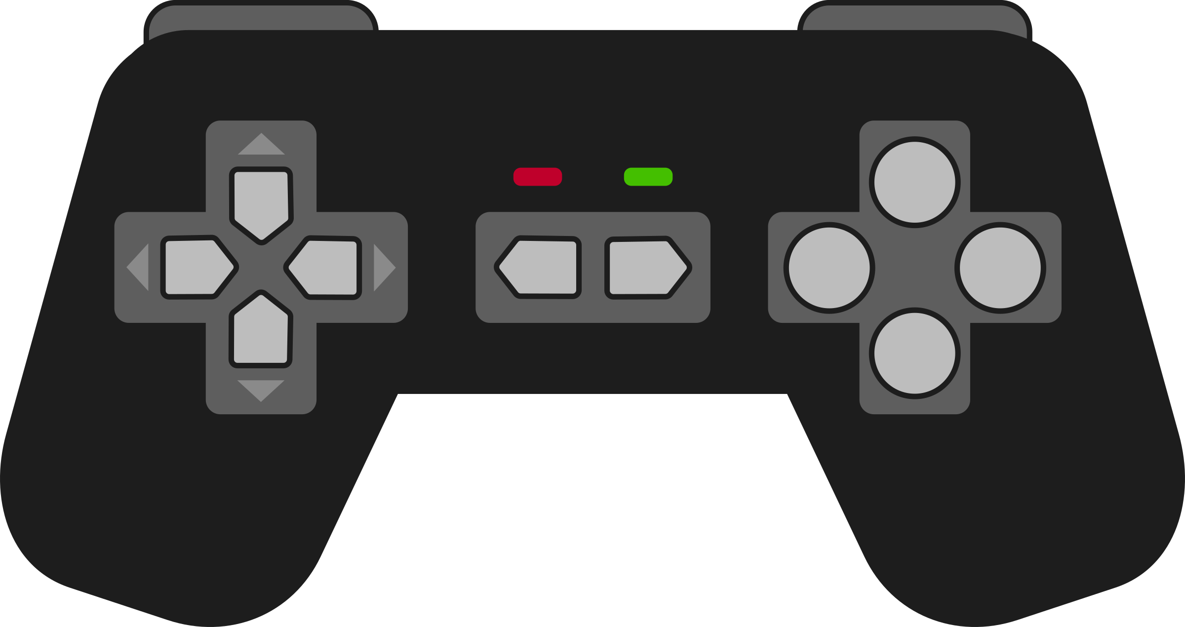 Gamepad Black Icons Png - Clip Art Game Controller (2400x1270), Png Download
