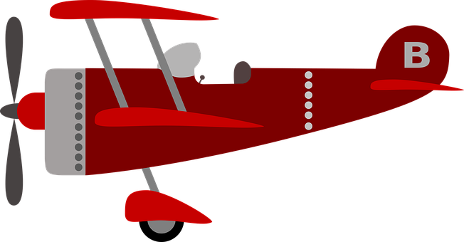 Children's Plane Red Kids Plane Child Airp - Biplane Clipart (652x340), Png Download