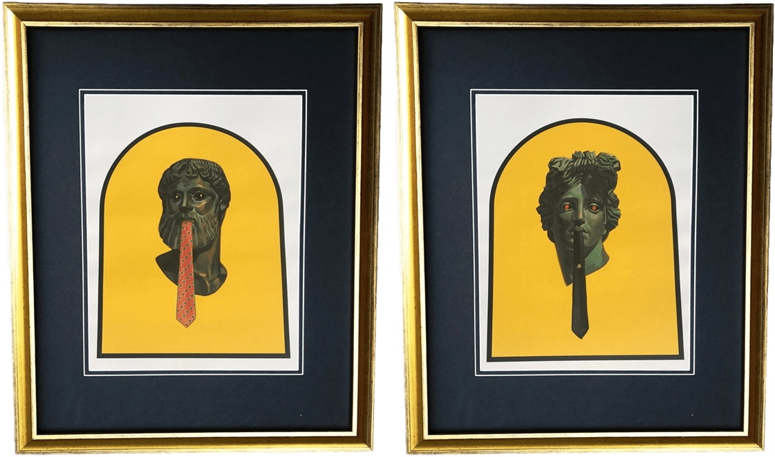 Vintage Gold Frame Roman / Greek Bust & Tie Illustration - Illustration (1227x720), Png Download