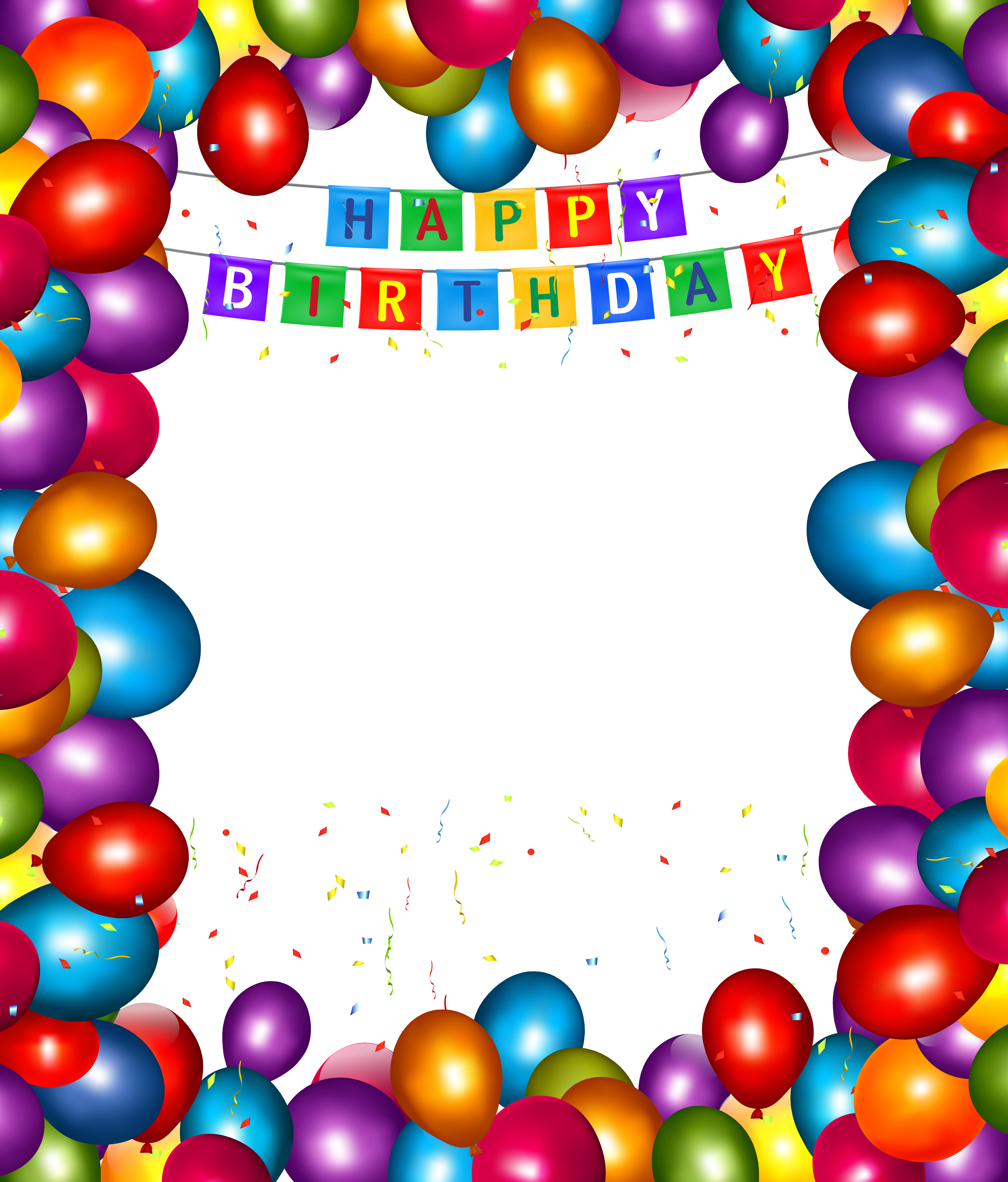 Happy Birthday Transparent Balloons Png Frame (4265x5000), Png Download